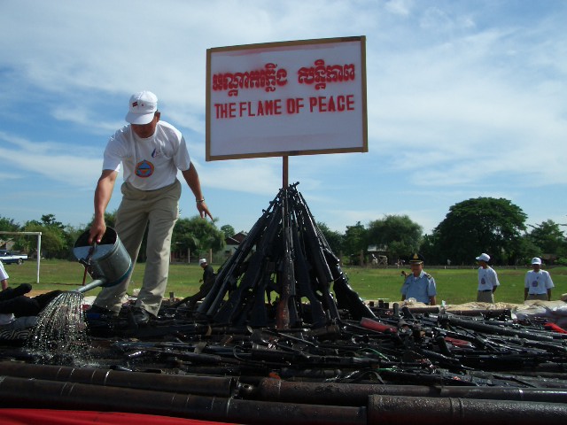 Pouring oil on the weapons